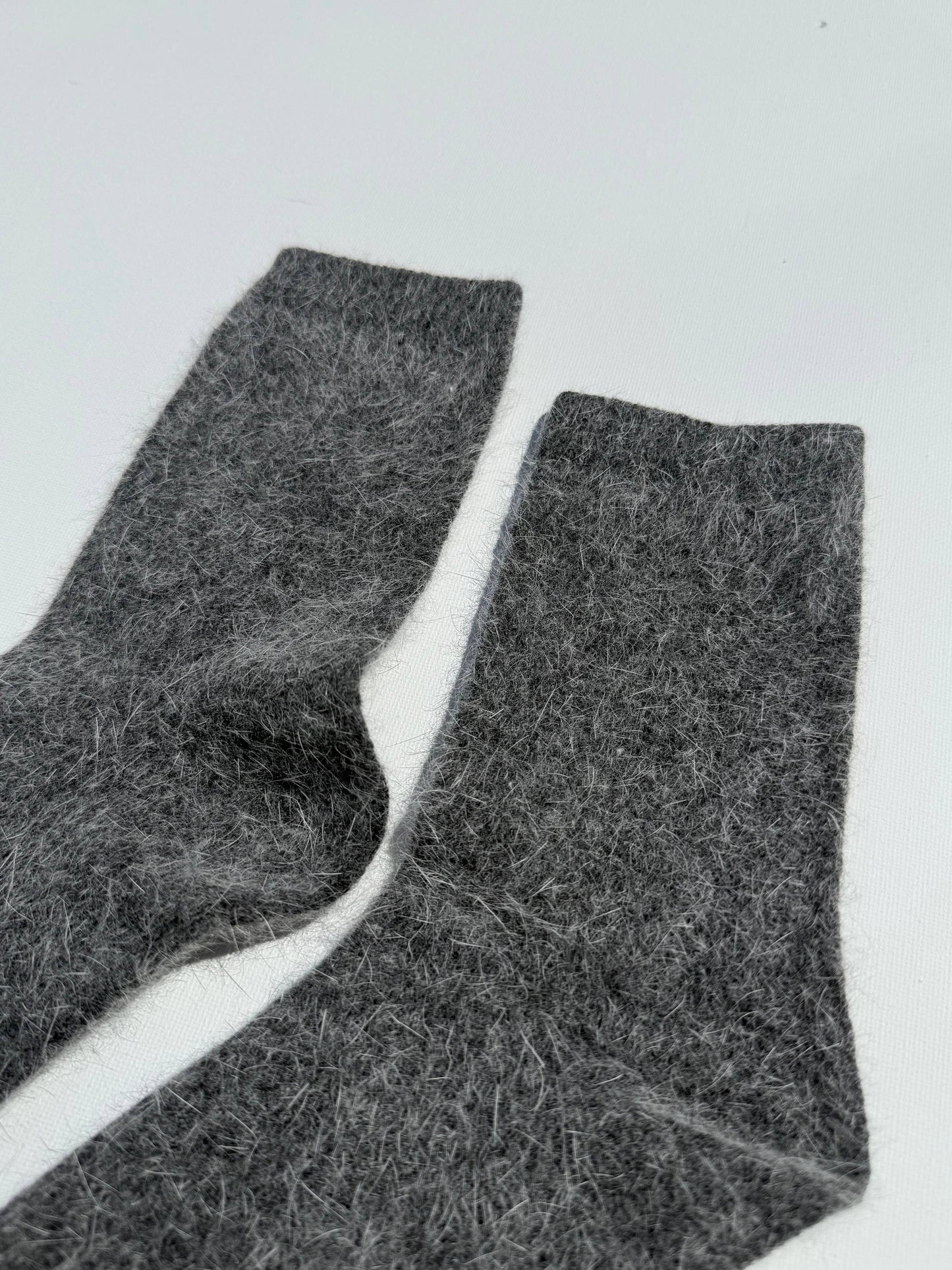 FLUFFY ANGORA SOCKS - NEUTRAL