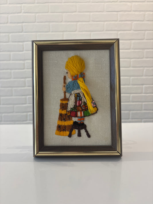 1979 Crewel Needlwork Picture Framed