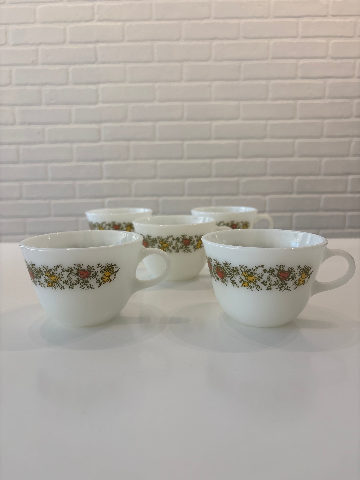 Pyrex Mugs Milkglass w Spice of Life design