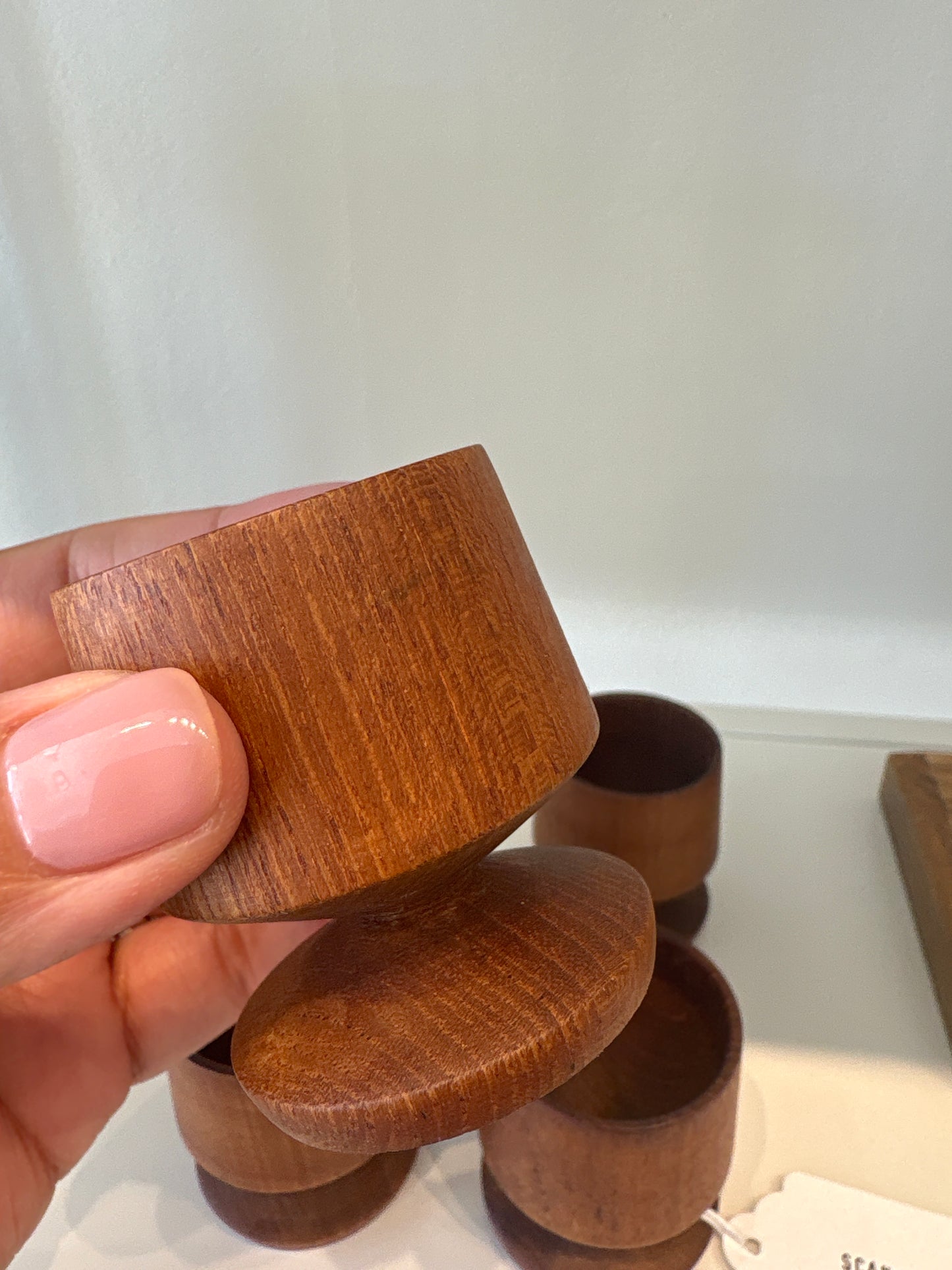 Teak egg cups, set of 4