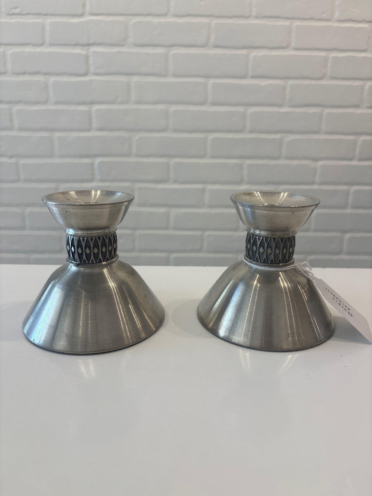 Mastad Norway pewter candle holders, pair