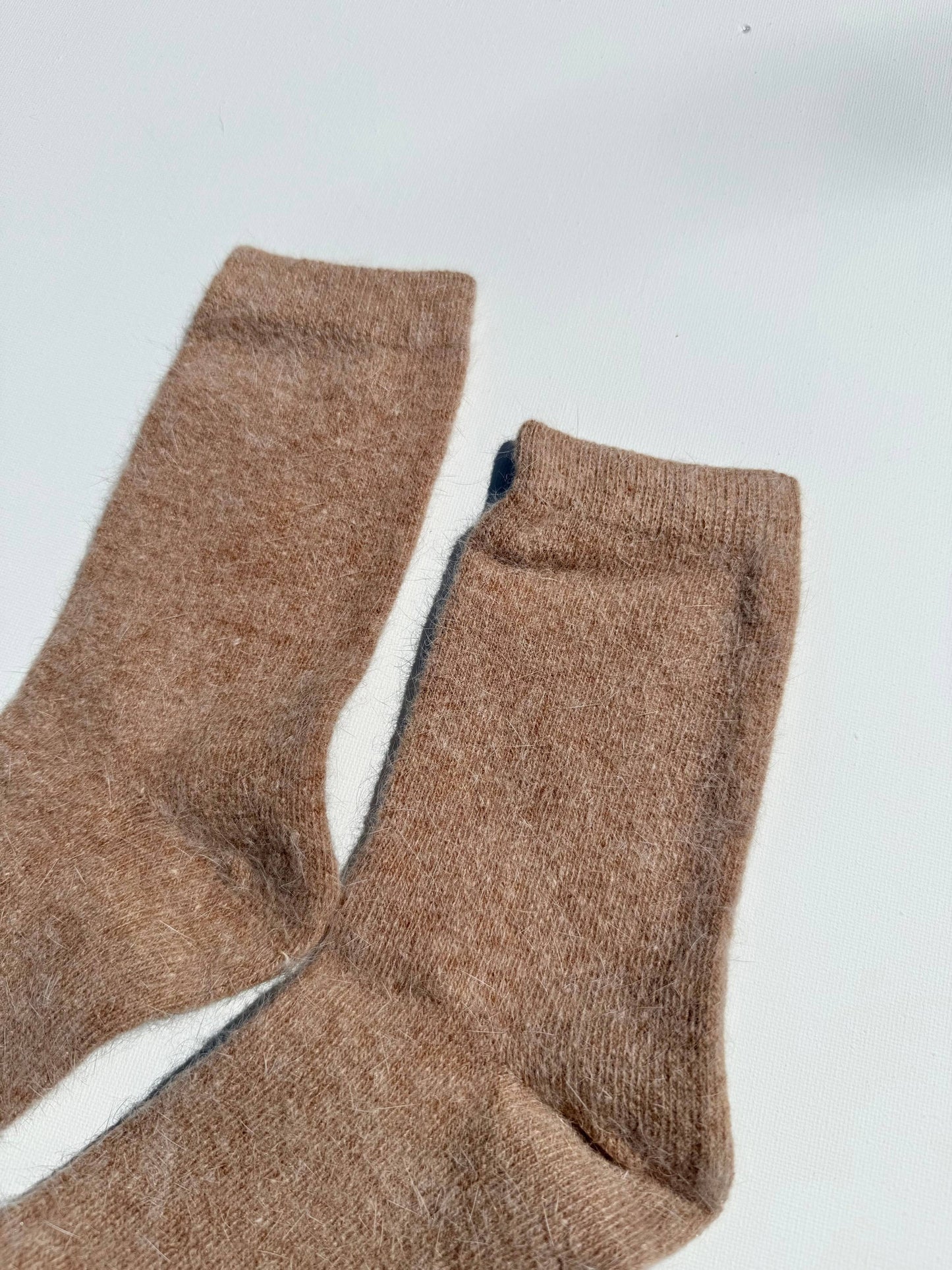 FLUFFY ANGORA SOCKS - NEUTRAL