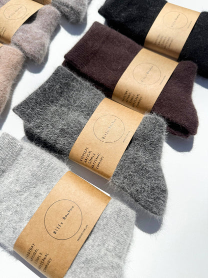 FLUFFY ANGORA SOCKS - NEUTRAL