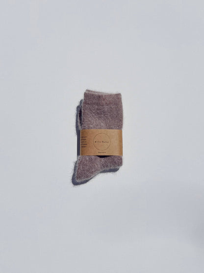 FLUFFY ANGORA SOCKS - NEUTRAL