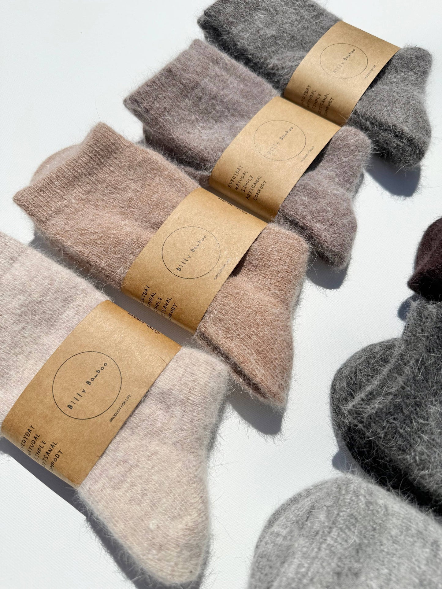 FLUFFY ANGORA SOCKS - NEUTRAL