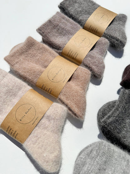 FLUFFY ANGORA SOCKS - NEUTRAL