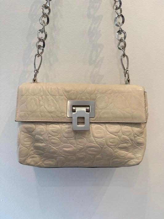 ALBERTA DI CANIO CREAM PEBBLED LEATHER PURSE