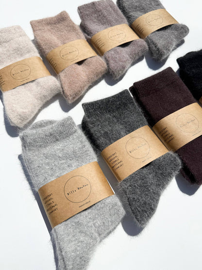 FLUFFY ANGORA SOCKS - NEUTRAL