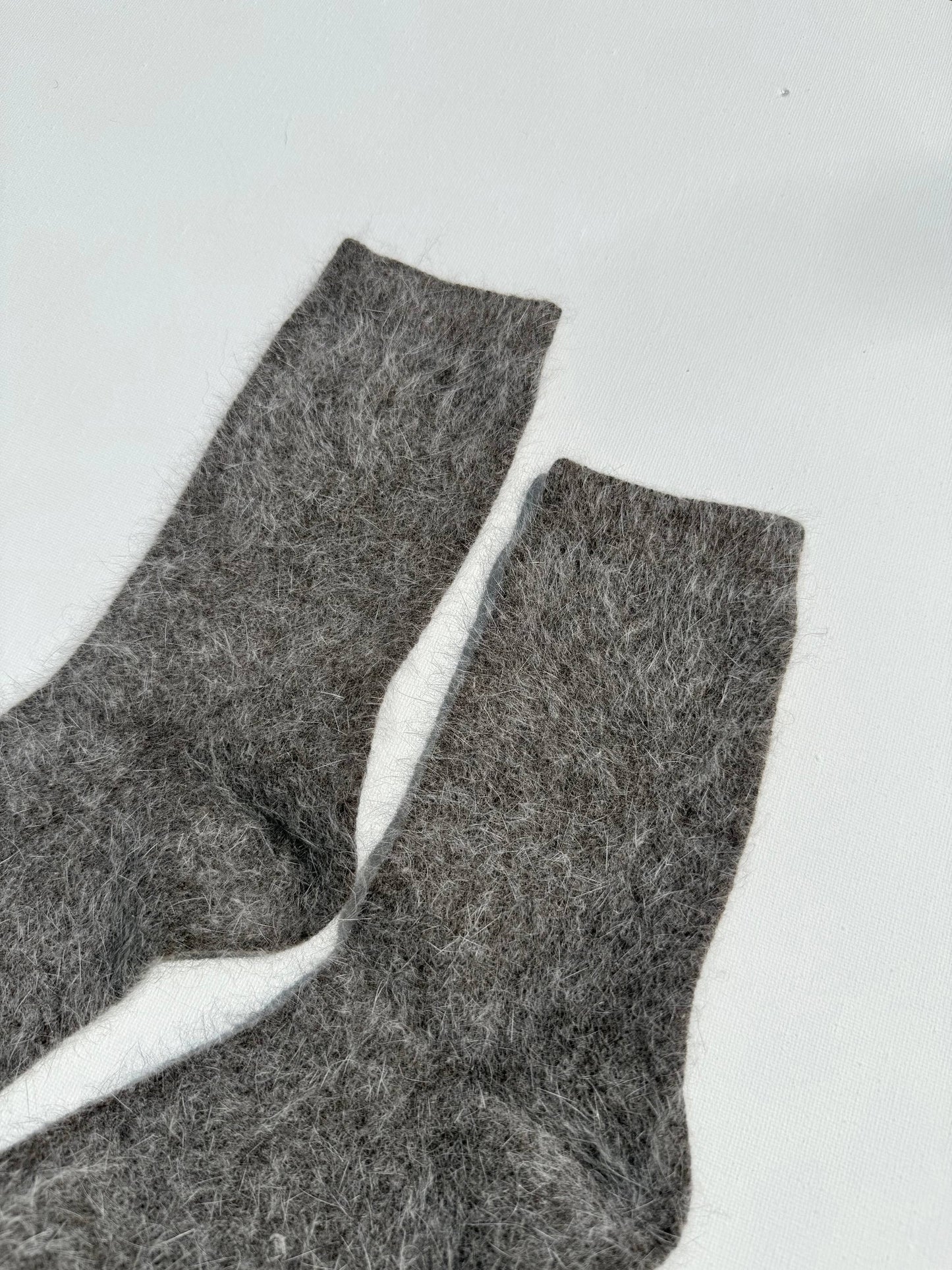 FLUFFY ANGORA SOCKS - NEUTRAL