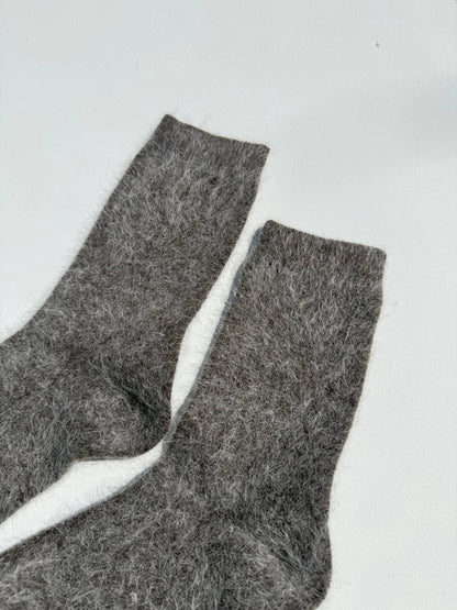 FLUFFY ANGORA SOCKS - NEUTRAL