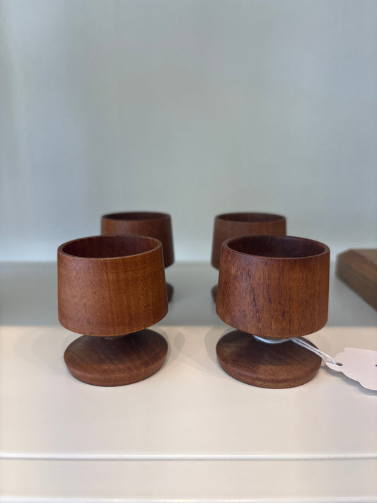 Teak egg cups, set of 4