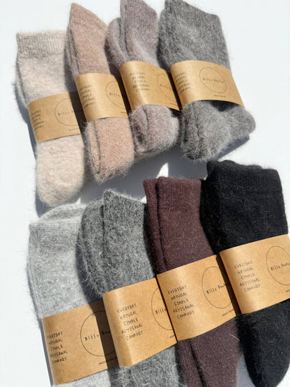 FLUFFY ANGORA SOCKS - NEUTRAL