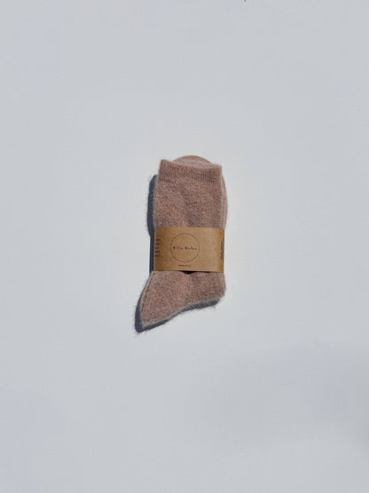 FLUFFY ANGORA SOCKS - NEUTRAL