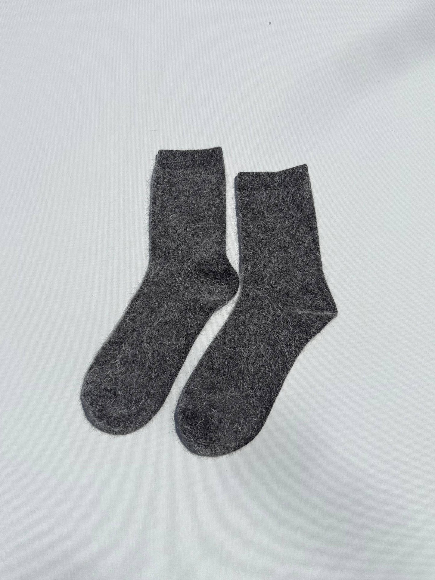 FLUFFY ANGORA SOCKS - NEUTRAL
