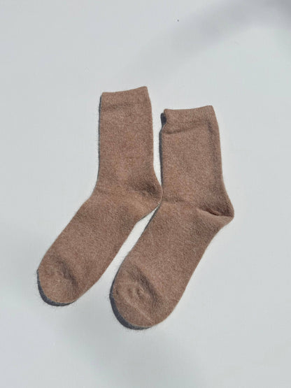 FLUFFY ANGORA SOCKS - NEUTRAL