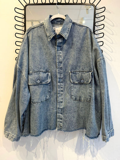 THE FRANKIE SHOP DENIM CROPPED SHIRT