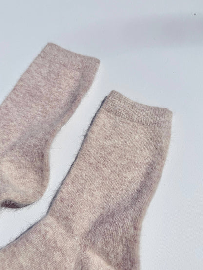 FLUFFY ANGORA SOCKS - NEUTRAL
