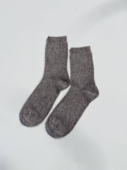 FLUFFY ANGORA SOCKS - NEUTRAL