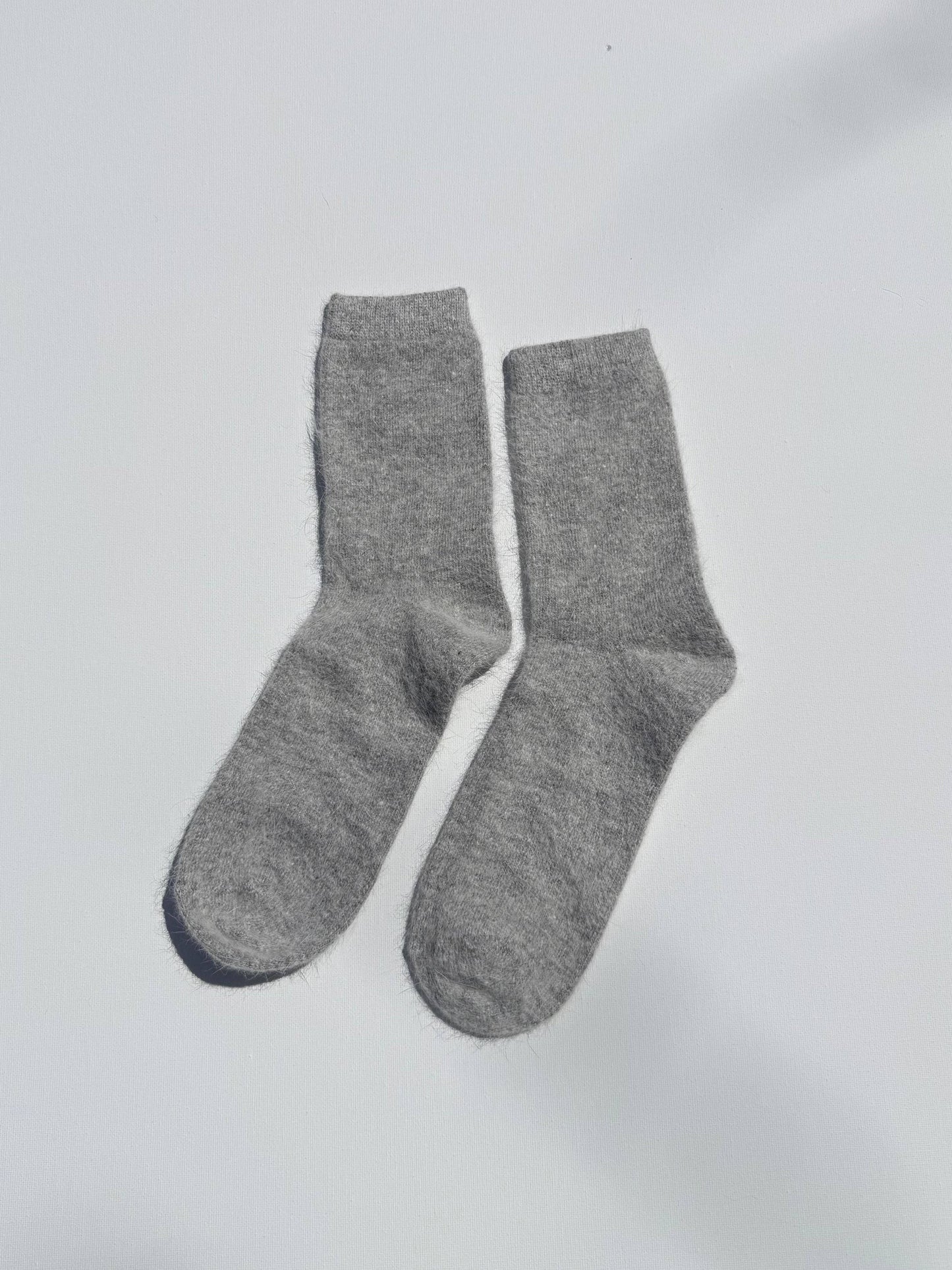 FLUFFY ANGORA SOCKS - NEUTRAL