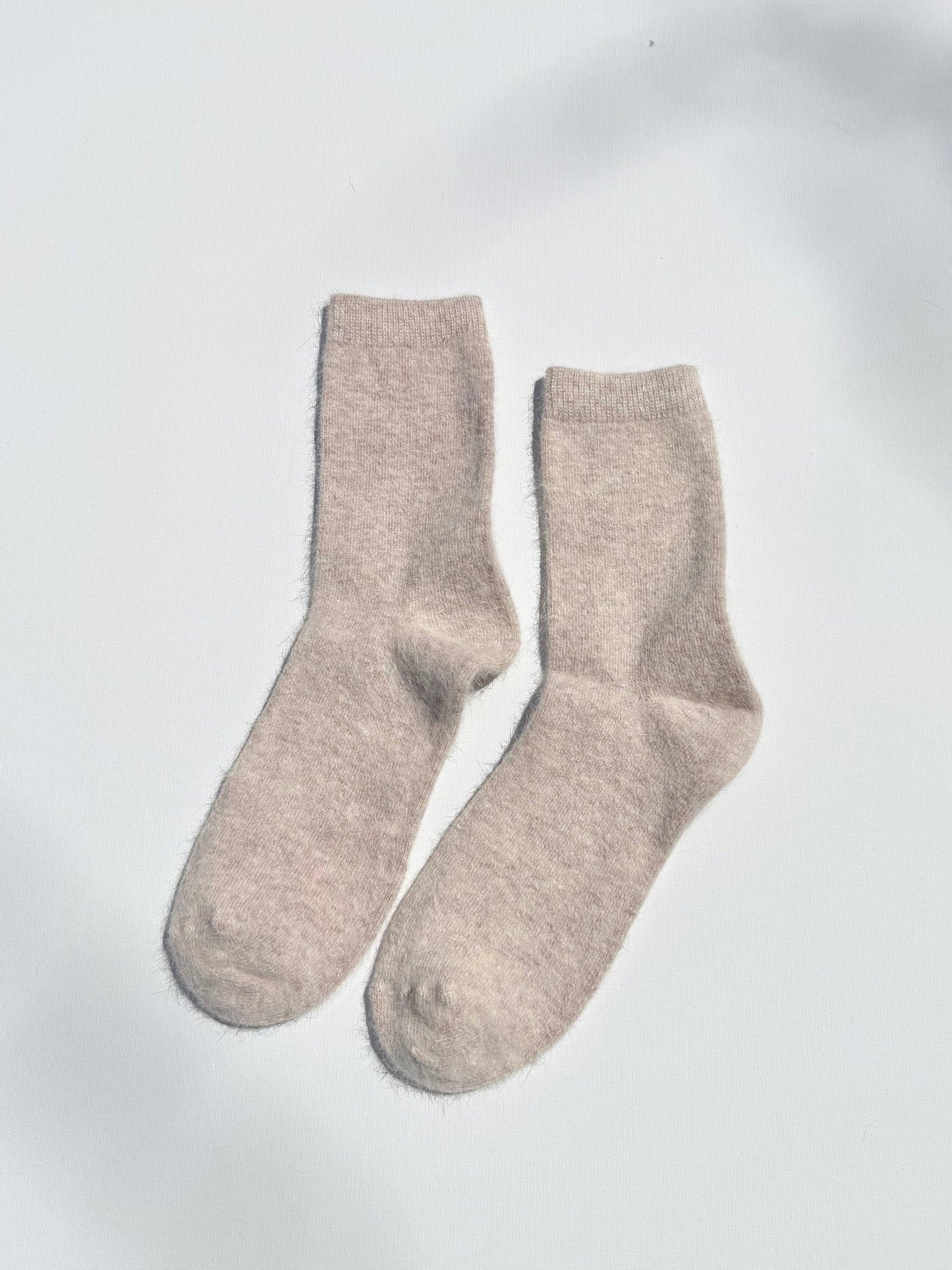 FLUFFY ANGORA SOCKS - NEUTRAL