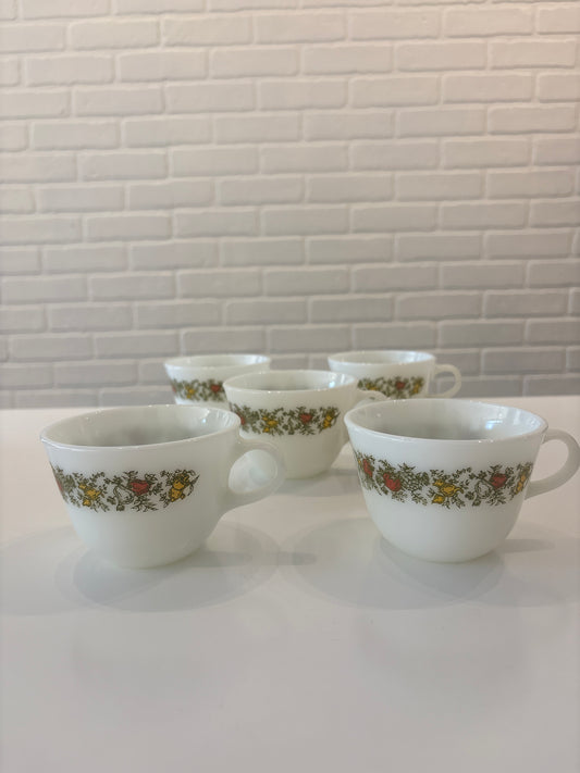 Pyrex Mugs Milkglass w Spice of Life design