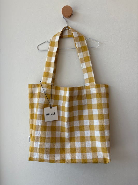 SW Mustard Gingham Cotton Tote