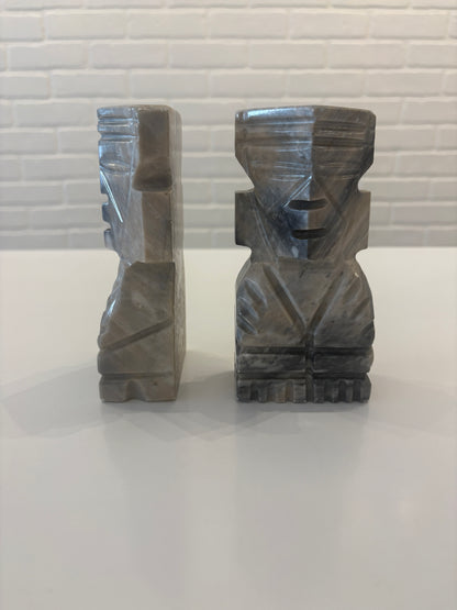 Grey/Beige onyx bookends *As Is
