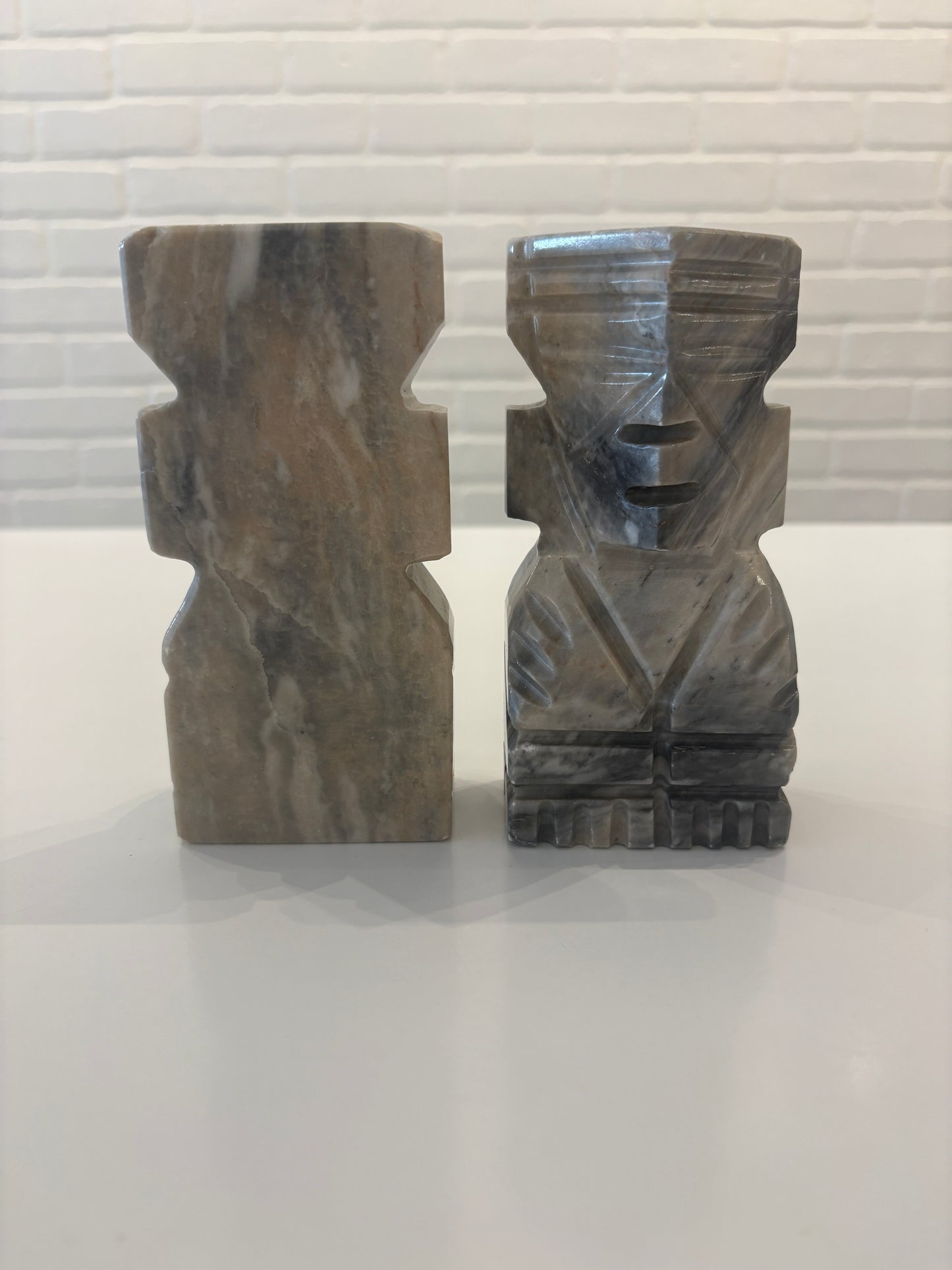 Grey/Beige onyx bookends *As Is