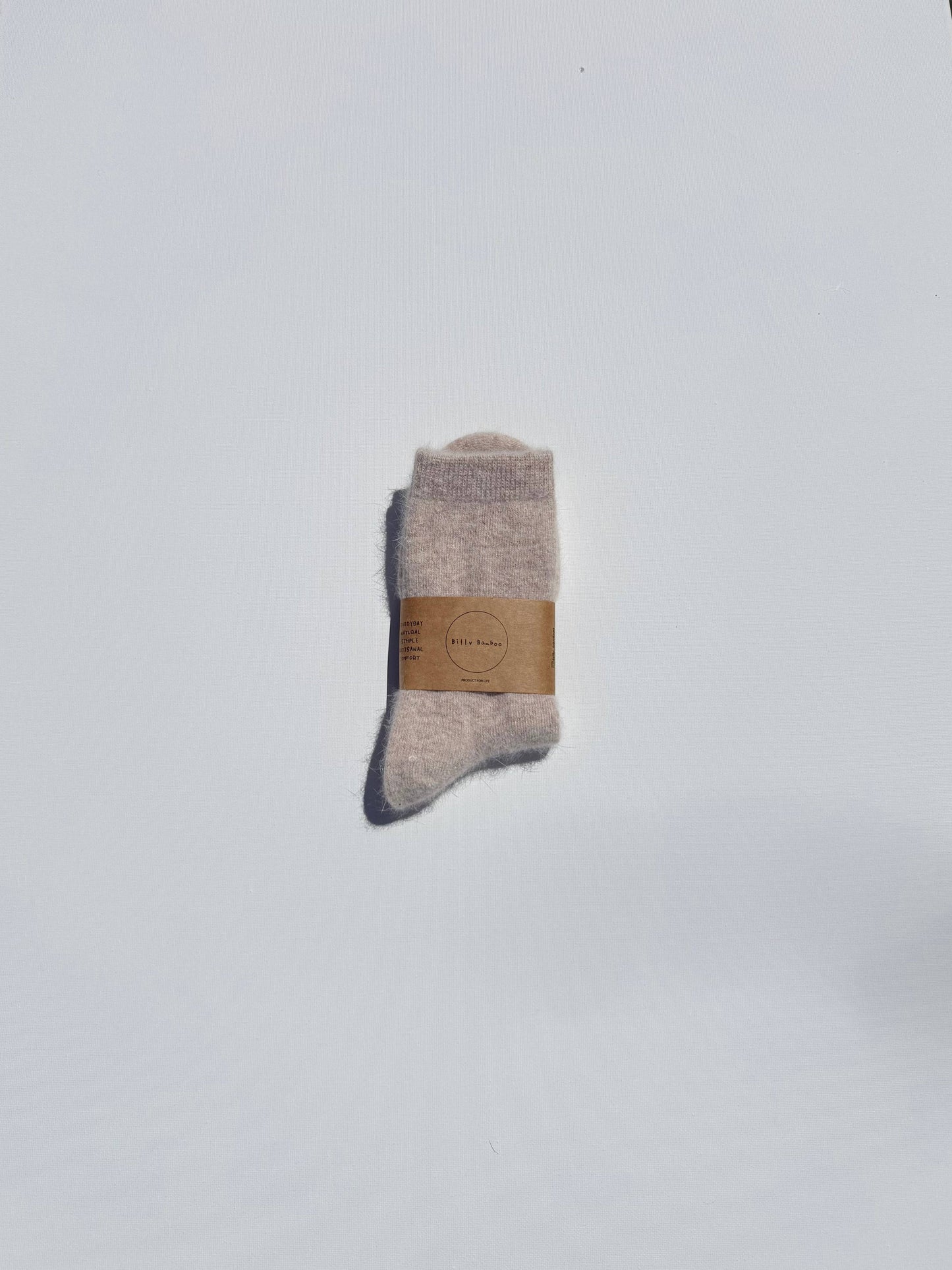 FLUFFY ANGORA SOCKS - NEUTRAL