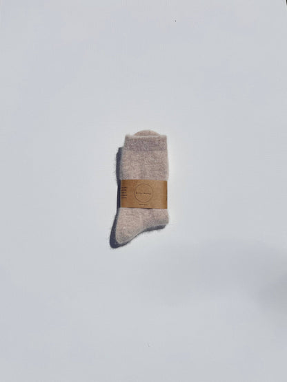 FLUFFY ANGORA SOCKS - NEUTRAL