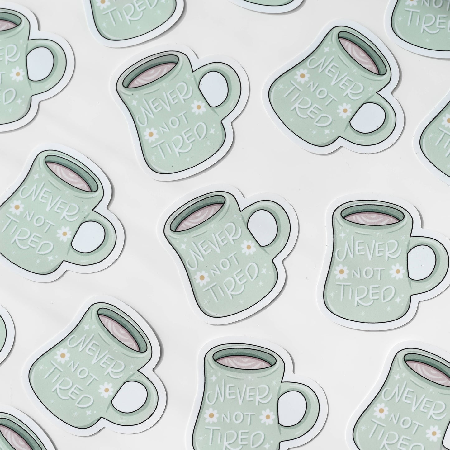 Never Not Tired - Mug Daisy Vinyl Sticker