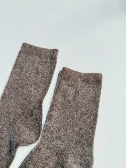 FLUFFY ANGORA SOCKS - NEUTRAL