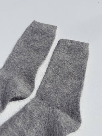 FLUFFY ANGORA SOCKS - NEUTRAL